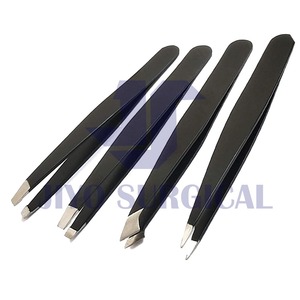 Haut de notre produit Pince à épiler à sourcils oblique en acier inoxydable noir de marque privée personnalisée en gros pour cosmétique - Product Image 4