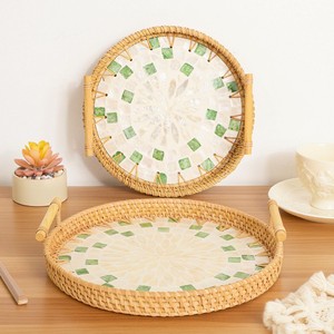 Bandeja de madreperla de ratán de alta calidad, ideal para banquetes de bodas, bandejas con incrustaciones de fregona - Product Image 4