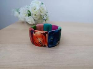 Handmade Beautiful Resin <b>Bangles</b> with Carved Angel Design Eye-Catching Animal Print and Polka Dots for All Events - Product Image 3