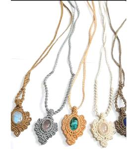 Multi-Color Thread 10-30mm Handmade Macrame <b>Necklace</b> With Mix Color Stone Handmade Cord or Brass Jewelry Party Wear Jewelry - Product Image 5