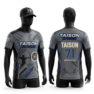 Maillot de tir à l'arc en polyester interlock premium 180 GSM, kaki brun, panneaux contrastants, logo personnalisé par sublimation - Product Image 2
