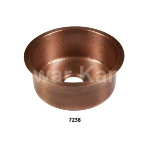 Fregadero de cocina de cobre antiguo martillado hecho a mano redondo, diseño clásico, nuevo aspecto, fregadero de cocina de cobre martillado - Product Image 1