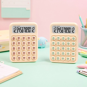 Botones mecánicos ABS coloridos redondos silenciosos cómodos de 12 bits, <span class=keywords><strong>calculadora</strong></span> de oficina de negocios de escritorio, bonita para niñas - Product Image 4