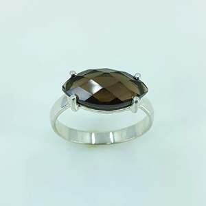 Handmade Boho 925 Sterling Silver <b>Ring</b> with Smoky <b>Quartz</b> Marquise Shape November Birthstone Jewelry Perfect Gift for Her - Product Image 3