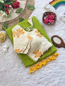 Sari en soie Manipuri Khadi tissé à la main avec de gros pompons pour mariage, fête, formel, toutes saisons - Product Image 4