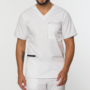 Conjunto de traje médico para hombre de nuevo diseño, uniforme cómodo de enfermera y médico, traje médico impreso con logotipo personalizado de Color sólido transpirable - Product Image 1