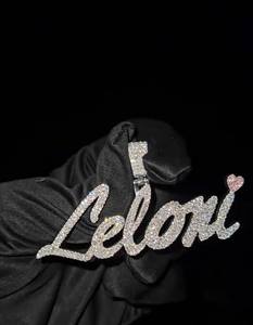 จี้เพชรโมอิสแบบออกแบบชื่อได้ตามต้องการจี้รูปหัวใจสีชมพู925เงิน VVS เครื่องประดับฮิปฮอป - Product Image 1