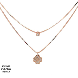 Nouveau chanceux étoile noire CZ collier deux couches plaqué or Rose chaîne géométrique pendentif collier à la mode femmes câble chaîne collier - Product Image 5