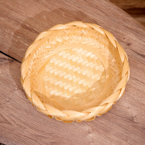 Round Bamboo <b>Tray</b> <b>Basket</b> Handwoven Natural Bamboo Eco Friendly Home Decor - Product Image 3