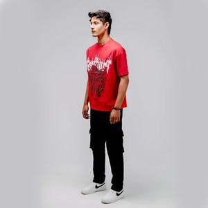 Fait sur mesure Hip Hop surdimensionné bouffée impression Logo personnalisé hommes t-shirts hommes couleur rouge décontracté Streetwear t-shirts avec échantillon gratuit - Product Image 4