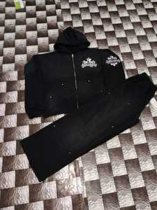 Ensemble de survêtement pour homme, streetwear tendance, respirant, broderie, prix bas personnalisé, col à capuche, vêtements de jogging - Product Image 4