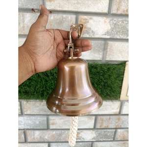 Campana de latón 100% chapada en oro, cuerda blanca, campana colgante de barco grande, artículo muy demandado, campanas náuticas para decoración navideña - Product Image 3