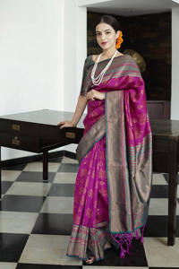 <b>Hot</b> Selling Wedding Festival Wear Bridal Banarasi Soft Silk <b>Saree</b> Indian Supplier Available at Wholesale Price Latest <b>Saree</b> - Product Image 3