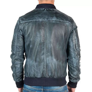 Chaquetas de bombardero de cuero de la llegada caliente Rib Sleeve/Bottom/Collar Fitness Chaquetas elegantes para adultos para hombres chaqueta de bombardero con OEM - Product Image 5