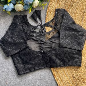 Bonne qualité Bon prix Designer fantaisie élégant Nylon pur de qualité supérieure avec broderie séquence travail Readymade Blouse - Product Image 3