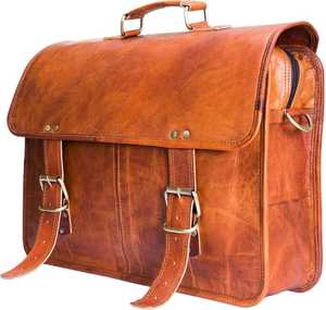 World Craft Impex 100% Genuine Leather 15 Inch Double Strip Messenger Bag Super Quality <b>Laptop</b> <b>Covers</b> 100% Genuine <b>Laptop</b> <b>Covers</b> - Product Image 1