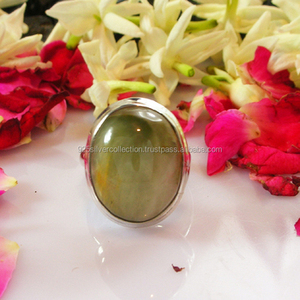 Bague en argent sterling 925 de style classique fin pierre précieuse de Prehnite de coupe ovale pour anniversaire de fiançailles de mariage ou cadeau de fête - Product Image 3