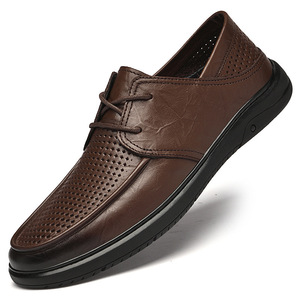 รองเท้าหนังผู้ชายแบบทางการน้ำหนักเบา - คอลเลคชั่นใหม่สำหรับฤดูใบไม้ผลิ/ฤดูร้อน - พื้นรองเท้ายางนุ่ม - Product Image 4