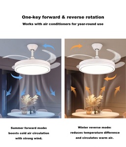 DON FELIZ 42 Inch Modern <b>Ceiling</b> <b>Fan</b> LED Light Low Profile Flush Mount Low <b>Ceilings</b> Energy Saving AC Motor 3 Color Change <b>Remote</b> - Product Image 3