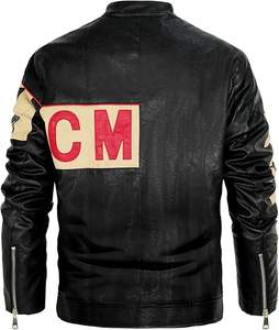 Veste de moto en cuir PU pour hommes Vêtements de moto d'hiver Manteau chaud à la mode - Product Image 5