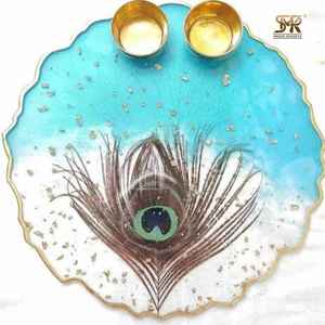 Résine époxy écologique Puja Thali Artisanat artistique Décoratif MODÈLE Style ange Assiette Pooja pour le festival Diwali Mariage - Product Image 6