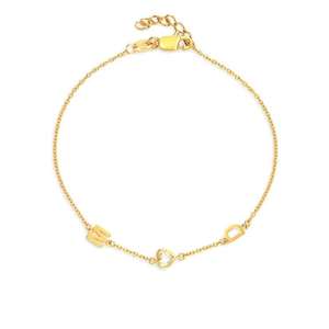 Milkkye 18K Gold Plated 925 Sterling Silver Inez <b>Initial</b> Zircon Heart Diamond-Shaped Fine Charm <b>Bracelet</b> - Product Image 4