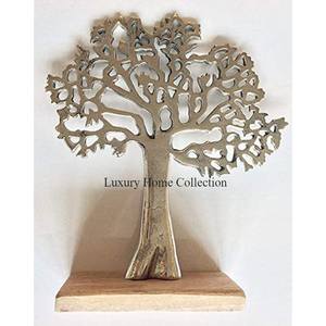Argenté Brillant Poli Aluminium Coulé Arbre Designer Look Attrayant Accents Décoratifs Sculpture Et Statue Accessoires Fournitures - Product Image 2