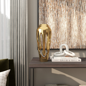 Vase à fleurs de luxe de table en aluminium finition or moderne pour la décoration de la maison, des mariages et des événements - Product Image 6