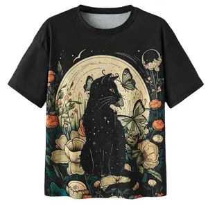 Camiseta de manga corta de algodón para mujer con sublimación personalizada, camiseta de tendencia de diseño personalizado para mujer, camisetas de ropa informal, camisetas para niñas - Product Image 1