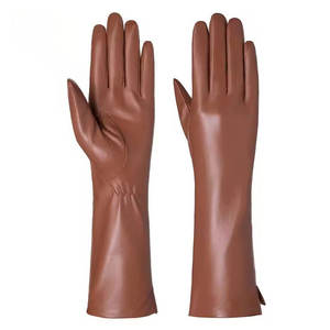 Long <b>Ladies</b> Leather <b>Gloves</b> Leather PU Leather Fashion Dress Arm Winter Keeping Warm <b>Gloves</b> - Product Image 4