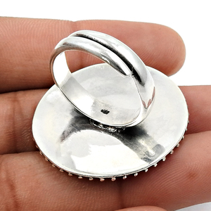 Indian Artisan Handcrafted Jewelry 925 <b>Sterling</b> Oxidized <b>Silver</b> Natural Turquoise Gemstone Round Shape <b>Adjustable</b> <b>Ring</b> for Woman - Product Image 4