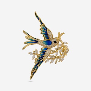 Broche tendance style coréen pour sari 171141 avec strass en cristal, motif floral plaqué cuivre et laiton pour cadeaux de fête - Product Image 5