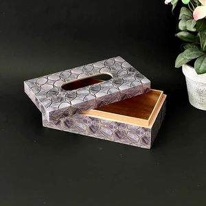 Boîte à mouchoirs imprimée en bois fantaisie fabriquée à la main avec des motifs artistiques bohèmes pour la table d'hôtel et le bureau au prix de gros - Product Image 3