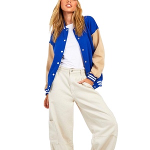 Nouveaux patchs de broderie en chenille personnalisés veste universitaire courte pour femmes OEM manches en cuir vestes universitaires pour femmes de baseball universitaire - Product Image 4