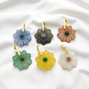 18 MM Yellow Diamond Flower Carving <b>Charm</b> Pendant-925 <b>Silver</b> & Brass Pendant for Necklace-Handmade Jewelry - Product Image 3