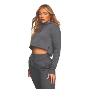 Top corto con estampado de lavado ácido para mujer, sudaderas con capucha OEM con logotipo personalizado, suéter elegante, sudaderas con hombros caídos, ropa de gimnasio transpirable a la moda - Product Image 6