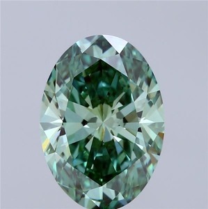 Diamante suelto verde cultivado en laboratorio con forma ovalada para la fabricación de joyas - Product Image 2