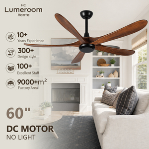 Ventilateur de plafond moderne en bois massif de 60 pouces avec télécommande et moteur DC, en stock aux États-Unis, idéal pour patio, ferme, hôtel - Product Image 1