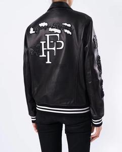 2025 cao cấp da cừu da tàng hình máy bay ném bom Áo khoác OEM biểu tượng tùy chỉnh thêu người đàn ông của Varsity áo khoác với hỗ trợ bán buôn - Product Image 4