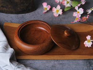 Acacia Wood <b>Bowl</b> <b>With</b> <b>Lid</b> Mango Decorative Round Carved <b>Bowl</b> for Decoration Centrepiece <b>Bowl</b> for Table - Product Image 2
