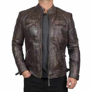 Chaqueta de Cuero Personalizada de Alta Calidad para Hombre, Corte Ajustado, Cuello Alto, 100% Piel de Vaca Genuina, Estilo Vintage con Capucha - Product Image 1