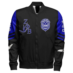 Chaqueta de Satén Zeta Phi Beta Azul y Blanca para Mujer, Hermandad 1920, Ropa Griega ZPB, Bordado de Escudo, Prenda Universitaria Premium - Product Image 1