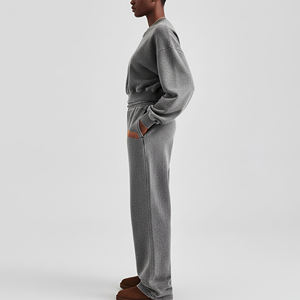 Custom DTG Printed Logo Oversize Acid Washed Heavyweight Pullover Sweatshirt & Jogger <b>Set</b> Breathable Solid Color Tracksuit - Product Image 6