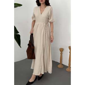 Beige <b>Muslin</b> Long <b>Dress</b> - Beige - Product Image 4