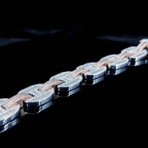 Cadena Cubana de Oro de 14K, Brazalete de Diamantes Estilo Hip Hop, con Diamantes Cultivados en Laboratorio, Certificado, Unisex, con Empaque de Lujo - Product Image 4