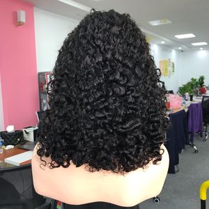 วิกผมหยิกชาวพม่าคุณภาพสูงมัดผมแท้สีดำวิกผมแท้สีดำวิกผมแท้สีดำวิกผมลอนสวิสลูกไม้สีดำขนาด26นิ้วยืดได้หนึ่งคนบริจาค - Product Image 1