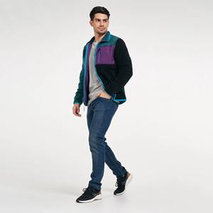Best-Selling Outdoor Windproof <b>Sherpa</b> Fleece Jacket for Men with Stand Collar Front Logo Comfortable Canvas <b>Fabric</b> Hot Sale - Product Image 5