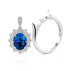 Bague de cocktail ovale en saphir Jeulia Vintage Halo Dual Wear - Bijoux fins 14 carats - Product Image 4