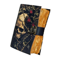 Dark Elegance carnet de croquis Journal en cuir véritable artisanat Vintage Roses squelette Design à la main Deckle papier Vintage Roses
