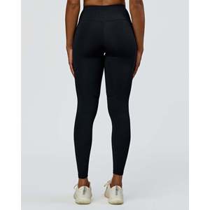 <b>Women's</b> High-Rise Full Length <b>Leggings</b> with Pockets-Black <b>White</b> Script Print - Product Image 5